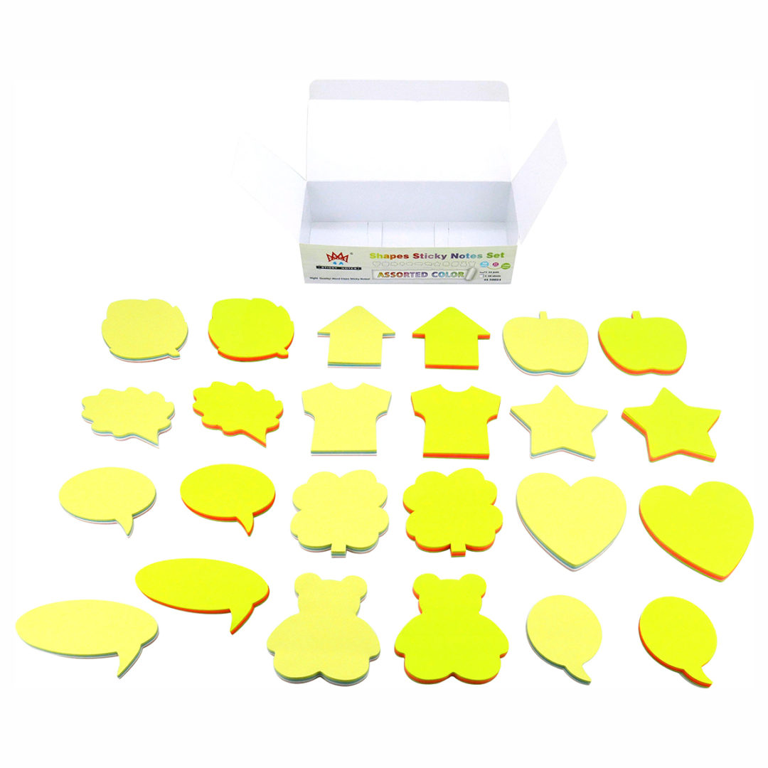 4A Shapes Sticky Notes,50 Sheets Neon Assorted and 50 Sheets Pastel ...